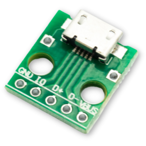 Micro USB socket, micro plug, PCB board, 5-pin, with mounting holes