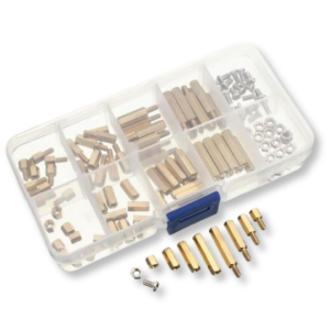 Set of 120 M3 brass spacer screws + organiser