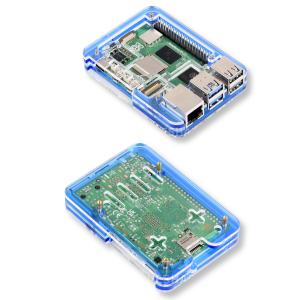Transparent blue acrylic case for Raspberry Pi 5 from Waveshare
