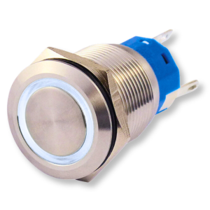 Self Locking Ring 16mm metal 12V-24V white LED backlit switch