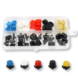 Set of 25 Arduino Tact Switch Buttons 12x12x7.3mm Round Caps