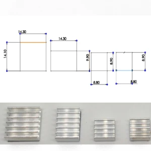 Set of 4 heatsinks for Raspberry Pi 4B with thermal tape - silver