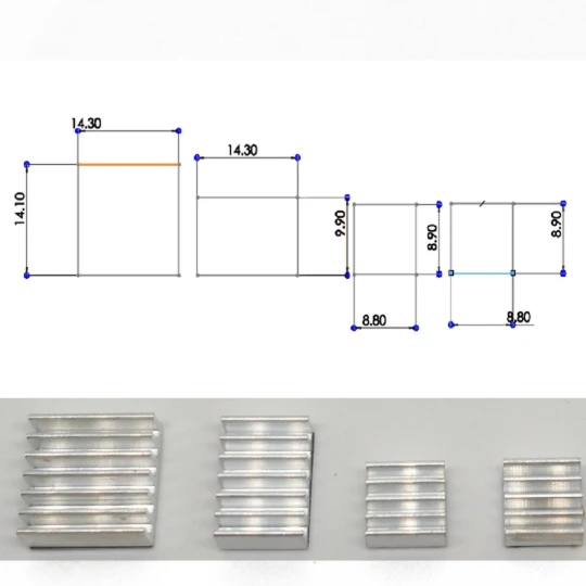 Zestaw 4szt. radiatorów do Raspberry Pi 4B z taśmą (1)