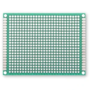 Single-sided prototype PCB board, 6×8 cm, 594 holes, 2.54 mm pitch.
