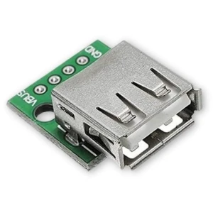 USB Type A female socket adapter, 4-pin PCB connector, USB-A 2.54 mm pitch