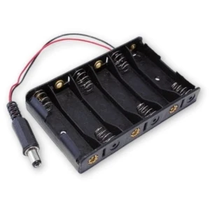 6x AA battery holder, DC connector for Arduino, with 15 cm cable