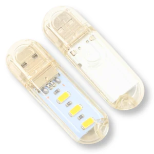 Mini USB lamp 5V 3x LED warm white 3500K compact 6 cm for power bank