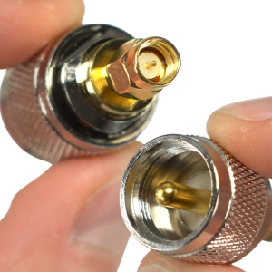 Antenna adapter SMA male plug - UHF male plug 50 Ohm RF telecommunications connector