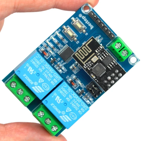 Zdjęcie produktu Moduł przekaźnika 2 kanały WiFi ESP8266 230V 10A + ESP-01S Tasmota MQTT (1)