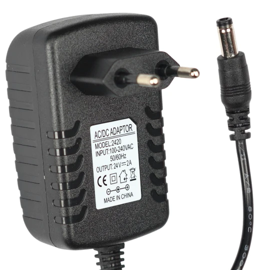 Zdjęcie produktu Zasilacz impulsowy wtyczkowy 24V 2A 48W wtyk DC 5,5x2,5mm LED CCTV (1)