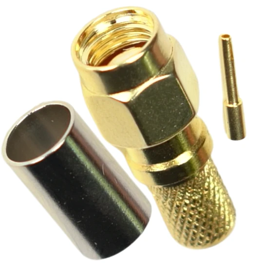 Zdjęcie produktu Złącze wtyk SMA męski zaciskany złocony teflon na kabel H-155 RF-5 RF-240 (1)