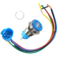 Zdjęcie produktu Przełącznik monostabilny wandaloodporny 16mm niebieski LED 12V-24V 5 pin (1)