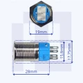 Zdjęcie produktu Przełącznik monostabilny wandaloodporny 16mm LED czerwony 12-24V + gniazdo (3)