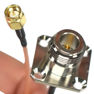 20-cm Pigtail: N-type socket with flange, SMA-M RF plug, 50 Ohm RG316 high-frequency cable