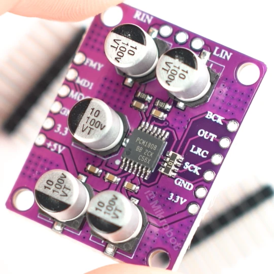 Zdjęcie produktu Moduł przetwornika ADC audio stereo PCM1808 24 bit 96kHz I2S do ESP32 STM32 (1)